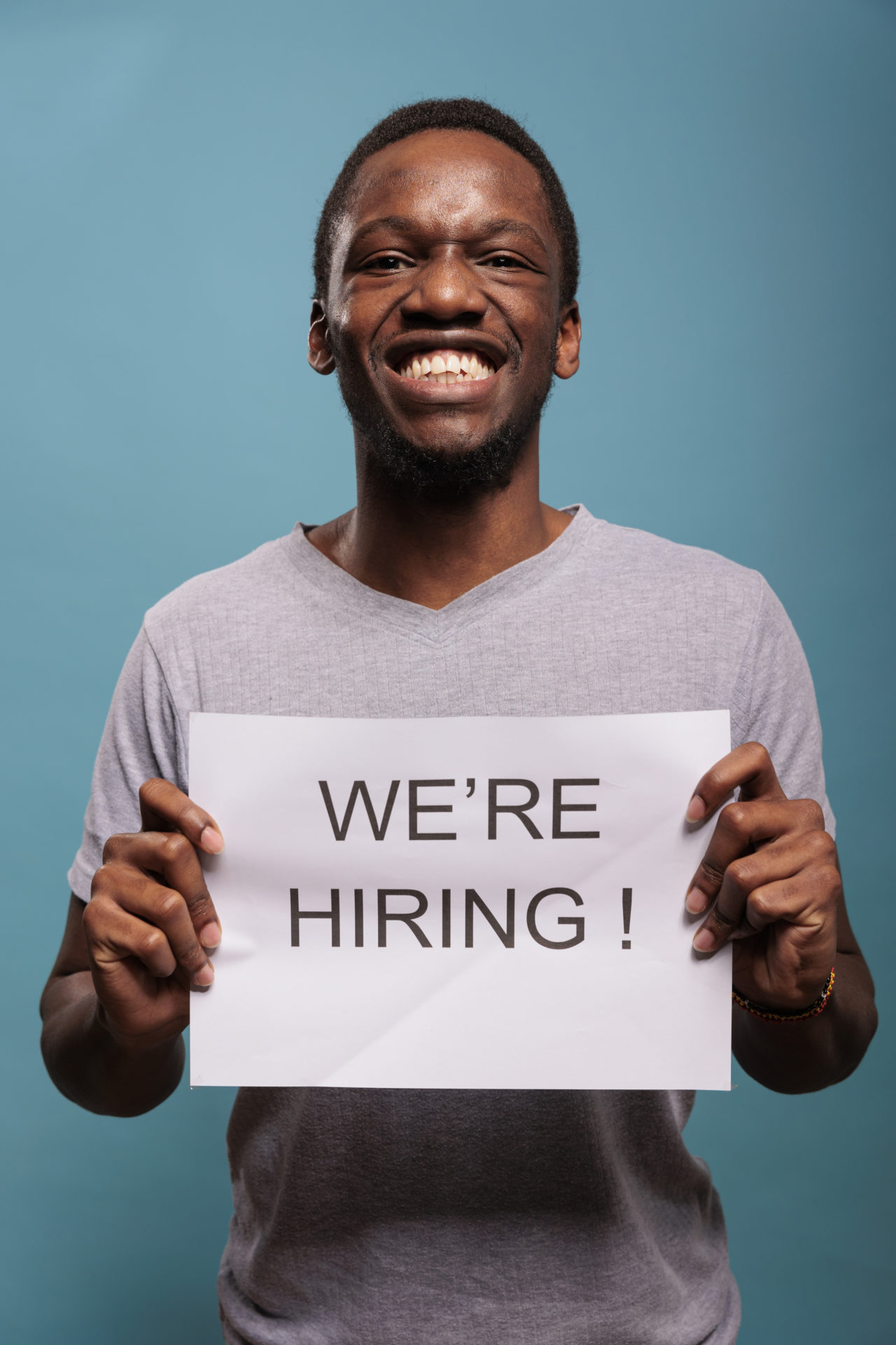 Excited recruiter offering job opportunity with employment contract