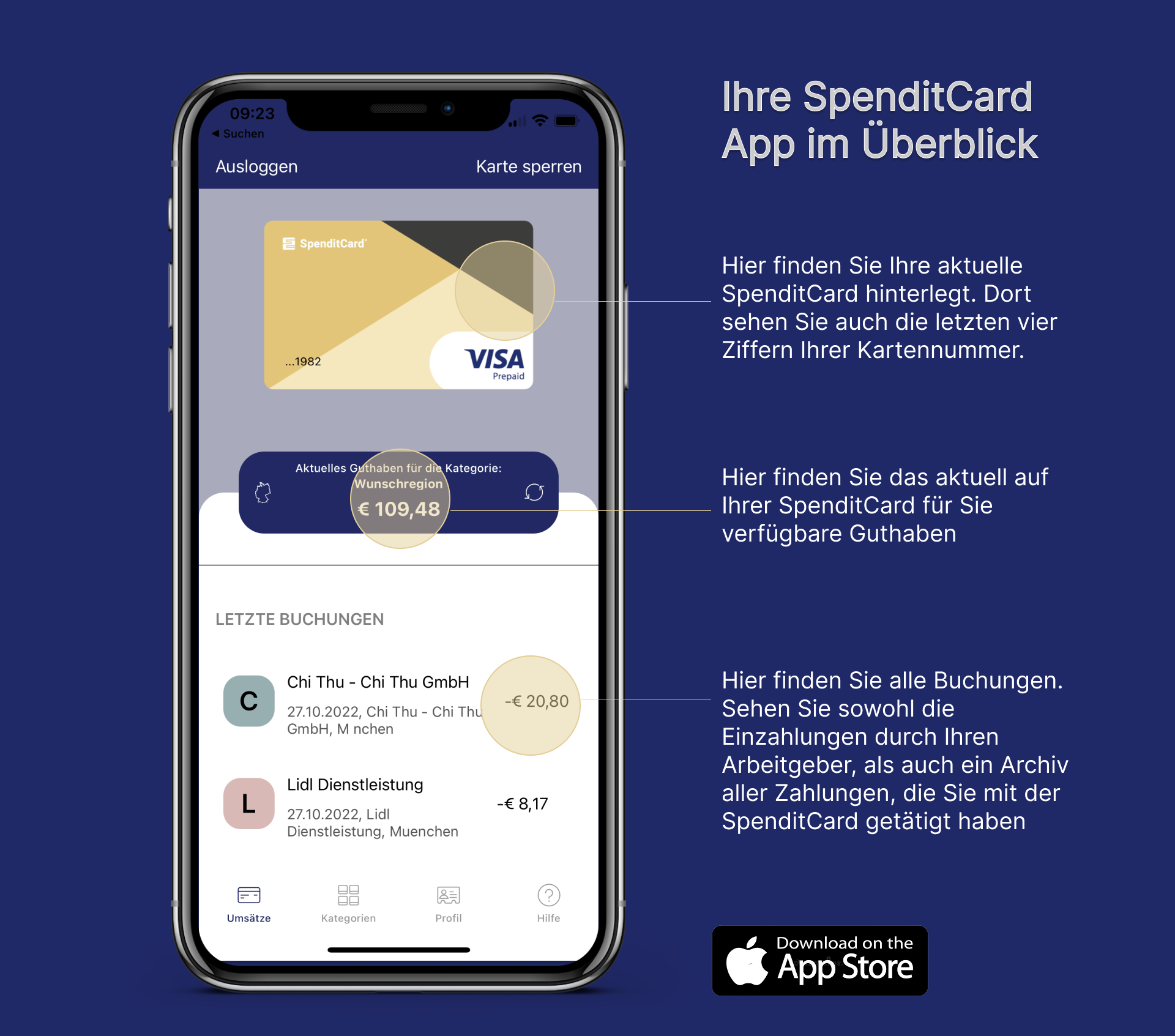 SpenditCard Guthabenabfrage bei iOS SPENDIT