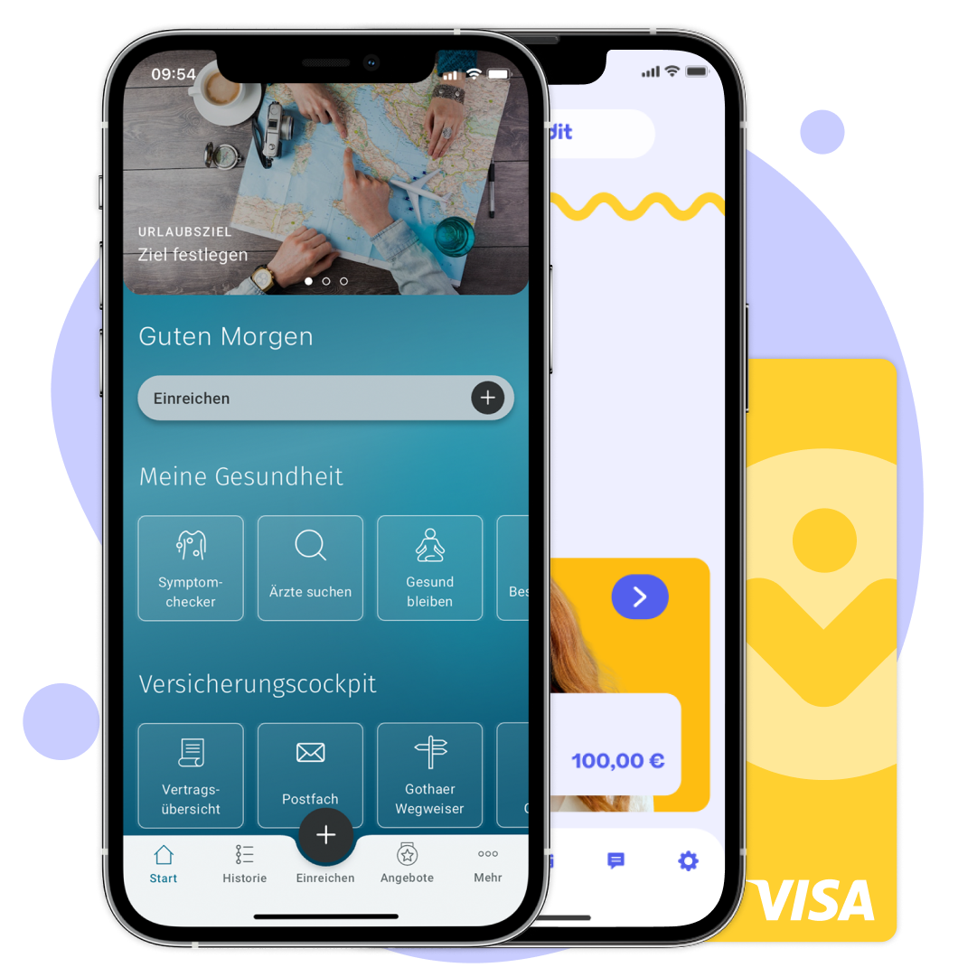 App Screens bKV und SpenditCard mit lila Bubble