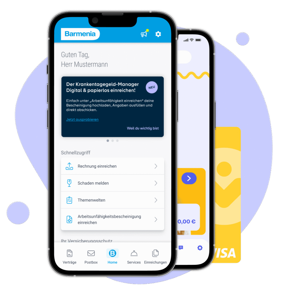 App Screens bKV und SpenditCard mit lila Bubble